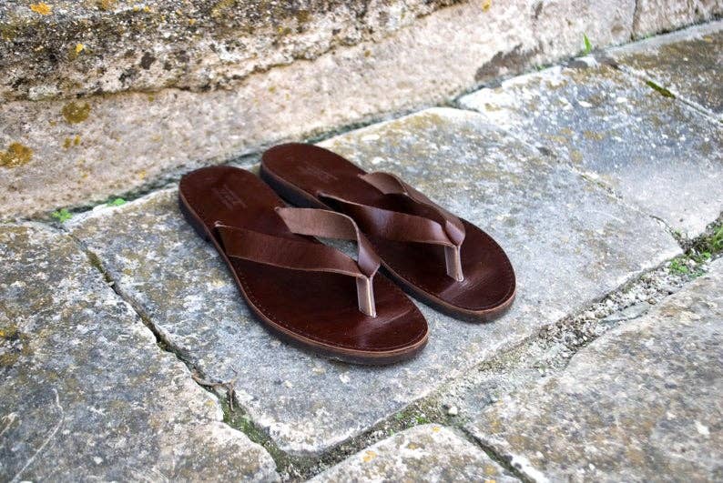 Mens Leather Flip Flops Sandal