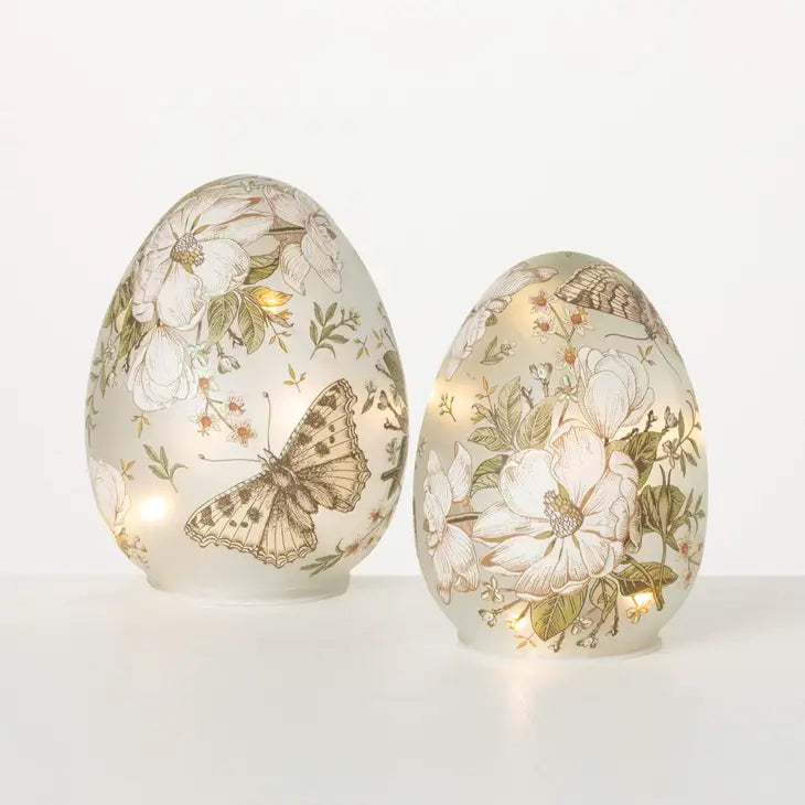 Flora And Fauna Set Of 2 Glass Eggs