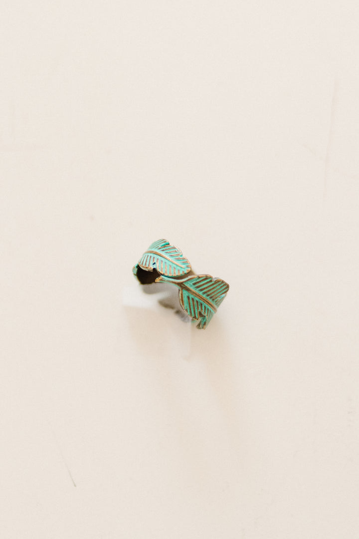 Rustic Turquoise Feather Ring