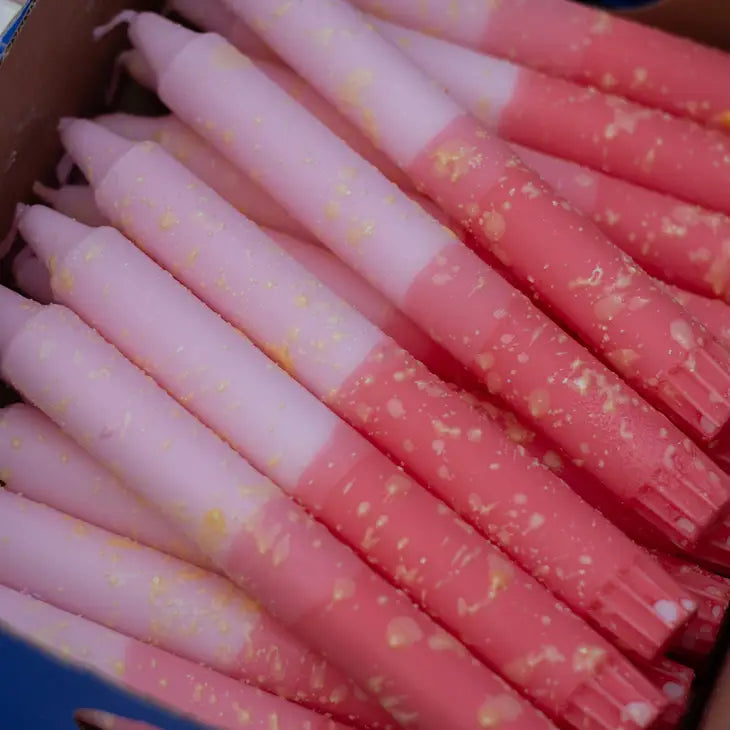 Taper Candles- Pink/Red, Yellow Drops