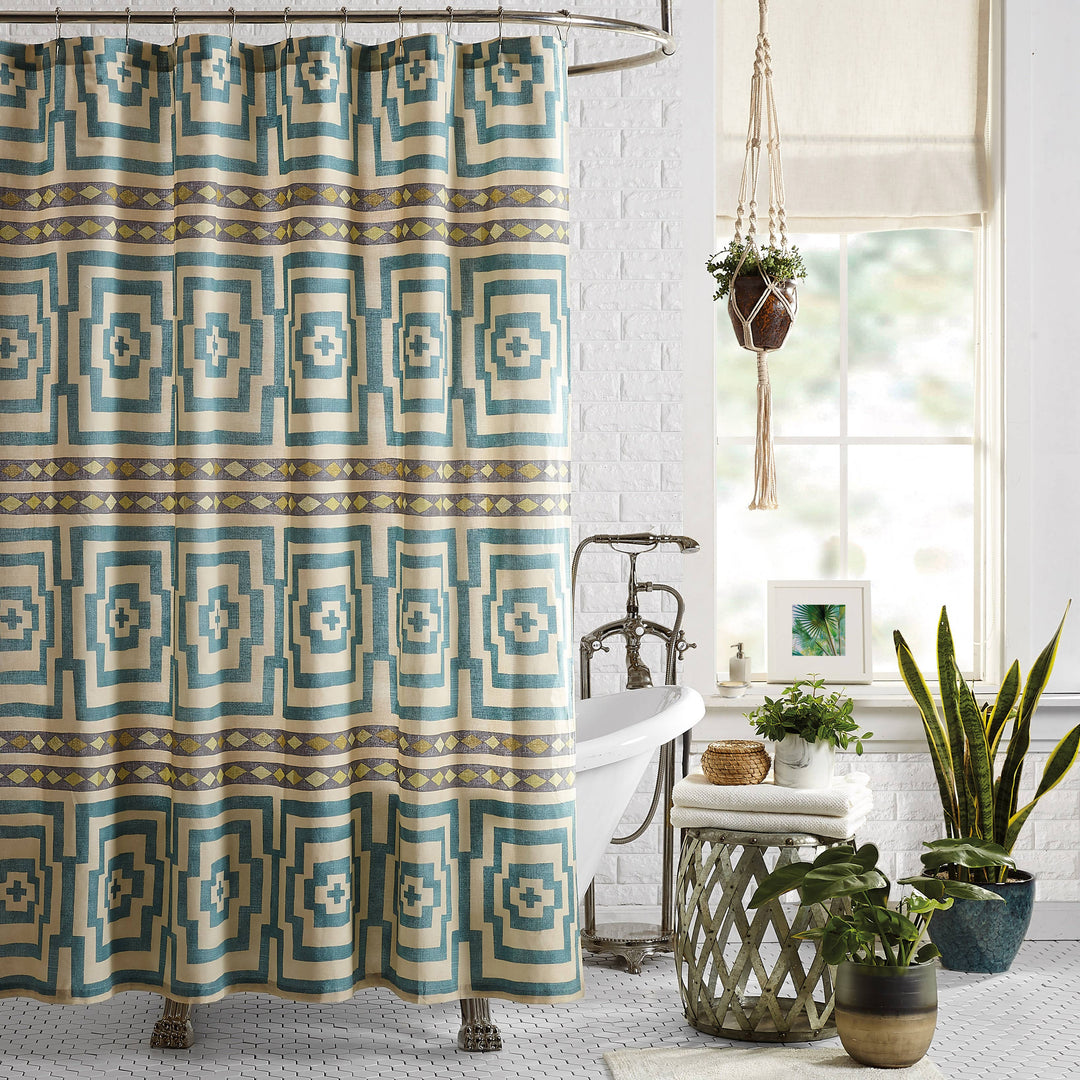 Blue Hypnotic Shower Curtain by Makers Collective