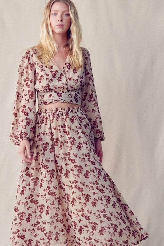 Floral Two Piece Skirt Set
