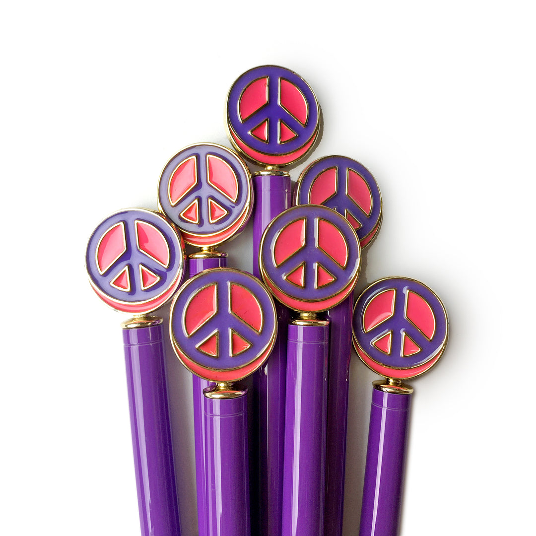 Enamel Peace Charm Pen Purple