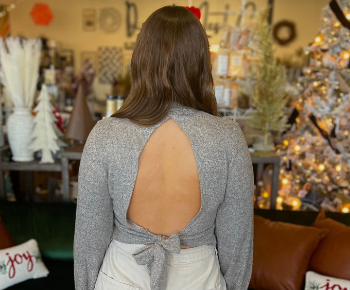 Vintage Havana Heather Taupe Open Back Crop Top