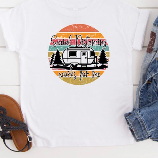 Social Distancing Campers Kids Tee