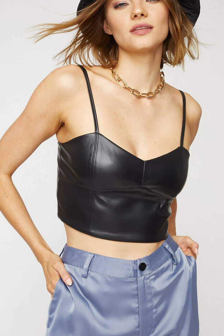 Faux Leather Cropped Tank