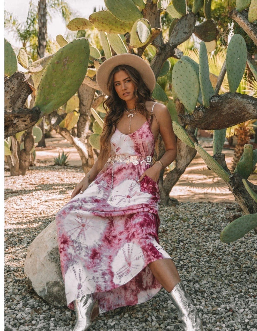 Wine/White Cloud Dress