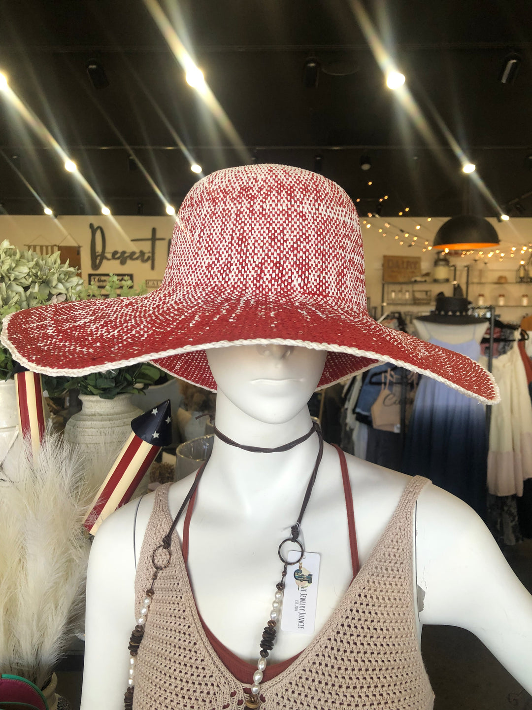 Red and White Floppy Hat