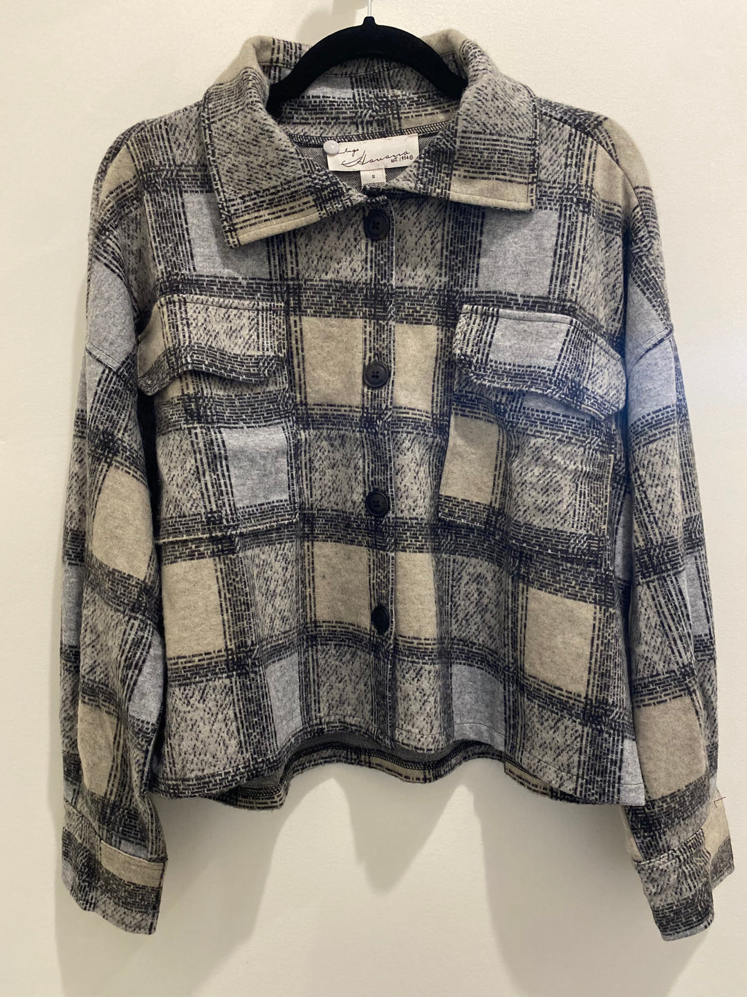 Vintage Havana Heritage Blue Plaid W/ Star Over Print Flannel Button