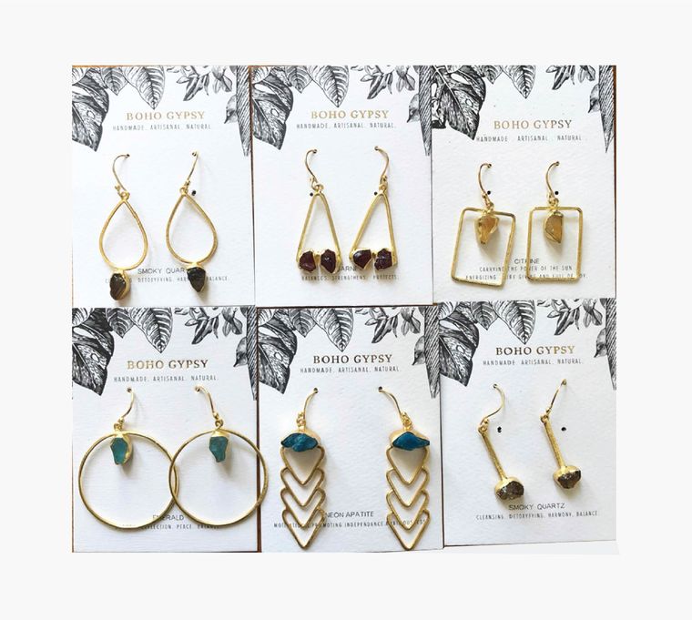 Raw Stone Dangle Earrings