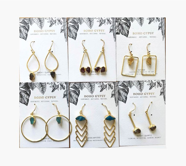 Raw Stone Dangle Earrings
