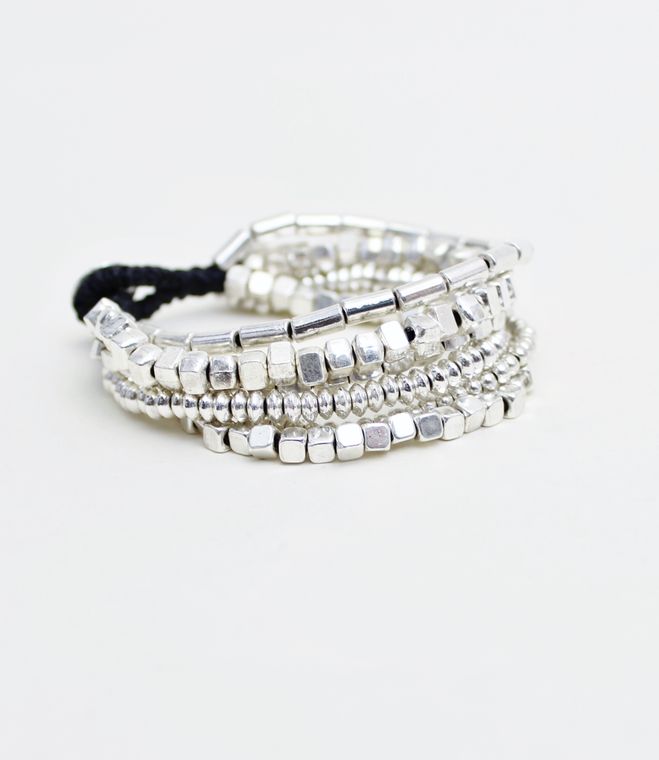 Silver 6 Strand Alloy Bracelet