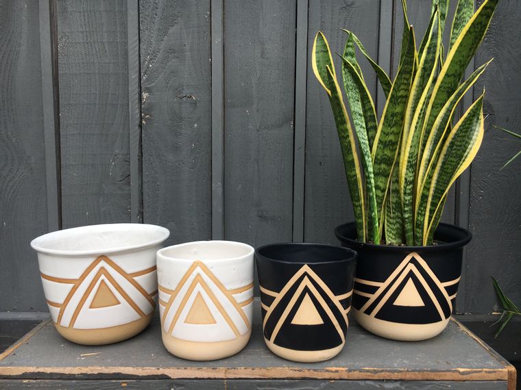 Handmade Ceramic Prism Planter/Plant Pot