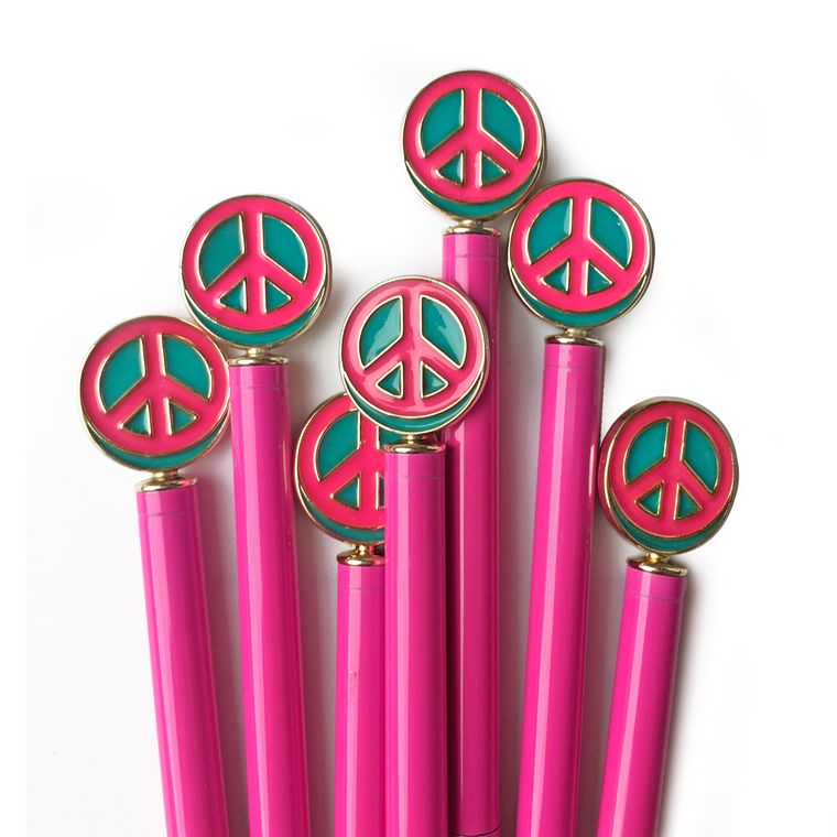 Enamel Peace Charm Pen Pink
