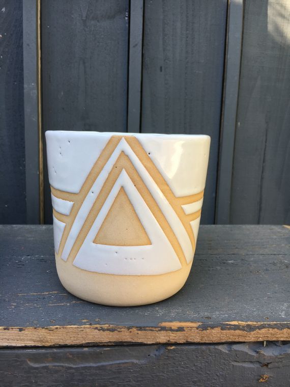 Handmade Ceramic Prism Planter/Plant Pot