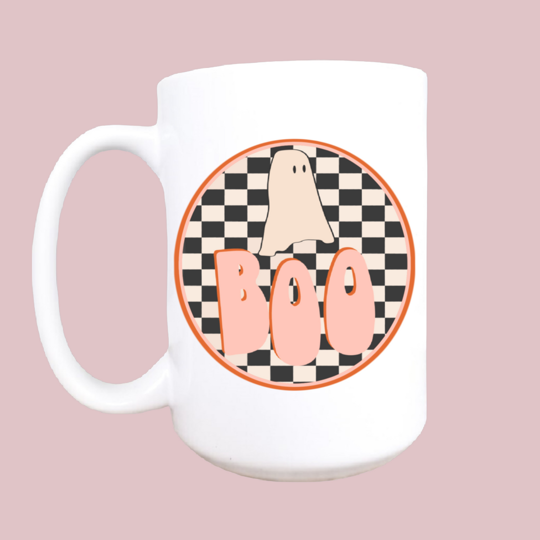15oz Boo ceramic coffee mug